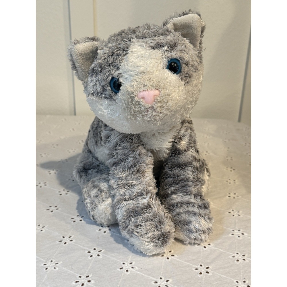 Vintage People Pals Gray Cat Plush Stuffed Animal Blue Eyes‎ 18"